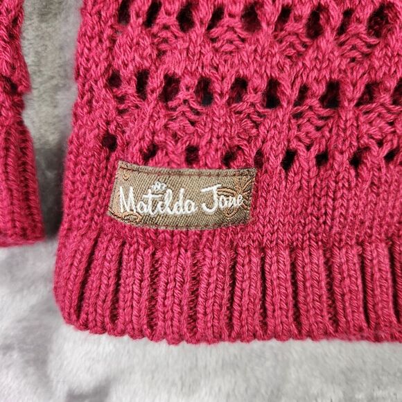 Matilda Jane Cardigan Womens M Red Stitch In Time Open Knit Tie Front Boho NEW - Picture 5 of 11